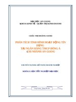 Phân tích tình hình hđ tín dụng tại ngân hàng thương mại cổ phần đông á chi nhánh an giang