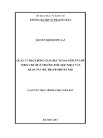 Quản lý hoạt động giáo dục ngoài giờ lên lớp theo chủ đề ở trường tiểu học Nhật Tân, quận Tây Hồ, thành phố Hà Nội (Luận văn thạc sĩ)