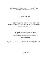 nhiệm vụ, quyền hạn của viện kiểm sát trong giải quyết tố giác, tin báo về tội phạm và kiến nghị khởi tố (luận văn thạc sĩ luật học) 