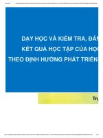 DẠY HỌC VÀ KIỂM TRA, ĐÁNH GIÁ KẾT QUẢ HỌC TẬP CỦA HỌC SINH THEO ĐỊNH HƯỚNG PHÁT TRIỂN NĂNG LỰC