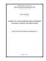 Nghiên cứu sử dụng khí tổng hợp từ sinh khối cho động cơ diesel phát điện cỡ nhỏ 