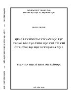 Luận văn quản lý công tác cố vấn học tập trong đào tạo theo học chế tín chỉ ở trường đại học sư phạm hà nội 2 