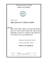 Phân tích thực trạng áp dụng hệ thống quản lý chất lượng theo tiêu chuẩn ISO 9001 2008 tại công ty cổ phần việt pháp sản xuất thức ăn gia súc proconco 