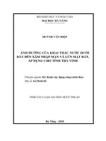 Ảnh hưởng của khai thác nước dưới đất đến xâm nhập mặn và lún mặt đất, áp dụng cho tỉnh trà vinh (tt) 