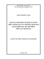Luận văn quản lý đảm bảo vệ sinh an toàn thực phẩm tại các trường mầm non quận đống đa, hà nội theo tiếp cận tham gia 