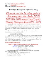 Kế hoạch cải tiến hệ thống quản lý chất lượng theo tiêu chuẩn TCVN ISO 9001 2008 trong công ty giầy thượng đình giai đoạn 2012   2014 ( bài số 2 ) 