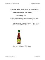 Cải tiến hệ thống quản lý chất lượng sản phẩm nước mắm knorr 