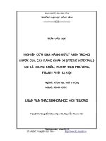 Nghiên cứu, khả năng xử lý asen trong nước của cây ráng chân xỉ (pteris vittata l) tại xã trung châu, huyện đan phượng, thành phố hà nội 