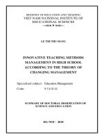 TOM TAT TIENG ANH  quản lý đổi mới phương pháp dạy học ở trường trung học phổ thông dựa theo lý thuyết quản lý sự thay đổi