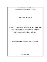 Luận văn quản lý giáo dục phòng ngừa xâm hại cho trẻ em các trường mầm non quận nam từ liêm – thành phố hà nội 