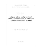 Luận văn một số đồng nhất thức và bất đẳng thức cho các khung trong không gian hilbert 