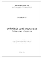 Nghiên cứu chế tạo dây, thanh nano zno và vật liệu lại zno sno2, zno LaOCI nhằm ứng dụng cho cảm biến khí 