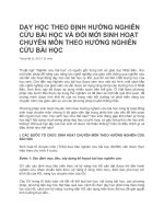 DẠY HỌC THEO ĐỊNH HƯỚNG NGHIÊN CỨU BÀI HỌC VÀ ĐỔI MỚI SINH HOẠT CHUYÊN MÔN THEO HƯỚNG NGHIÊN CỨU BÀI HỌC