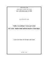 Yêu và Sống của Lê Vân từ góc nhìn phê bình phân tâm học (LV thạc sĩ)