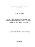 Quản lý đổi mới phương pháp dạy học ở trường trung học phổ thông dựa theo lý thuyết Quản lý sự thay đổi (Luận án tiến sĩ)