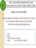 NGHIÊN cứu HÀNH VI TIÊU DÙNG RAU AN TOÀN của NGƯỜI dân TRÊN địa bàn xã yên VIÊN, HUYỆN GIA lâm, THÀNH PHỐ hà nội 