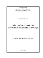 Yêu và Sống của Lê Vân từ góc nhìn phê bình phân tâm học (Luận văn thạc sĩ)