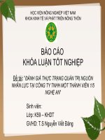 đánh giá thực trạng quản trị nguồn nhân lực tại công ty tnhh một thành viên 15 nghệ an 