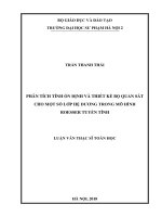 Luận văn phân tích tính ổn định và thiết kế bộ quan sát cho một số lớp hệ dương trong mô hình mô hình roesser 