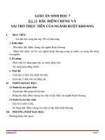 Giáo án Sinh học 7 bài 10: Đặc điểm chung và vai trò của ngành ruột khoang