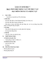 Giáo án Sinh học 7 bài 2: Phân biệt động vật với thực vật. Đặc điểm chung của động vật