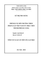 Phí bảo vệ môi trường theo pháp luật Việt Nam từ thực tiễn thành phố Đà Nẵng (tt)