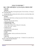 Giáo án Sinh học 7 bài 1: Thế giới động vật đa dạng, phong phú