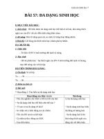 Giáo án Sinh học 7 bài 57: Đa dạng sinh học