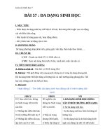 Giáo án Sinh học 7 bài 57: Đa dạng sinh học