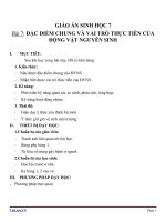 Giáo án Sinh học 7 bài 7: Đặc điểm chung và vai trò thực tiễn của động vật nguyên sinh