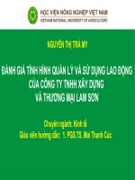 ĐÁNH GIÁ TÌNH HÌNH QUẢN lý và sử DỤNG LAO ĐỘNG của CÔNG TY TNHH xây DỰNG và THƯƠNG mại LAM sơn 