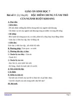 Giáo án Sinh học 7 bài 10: Đặc điểm chung và vai trò của ngành ruột khoang