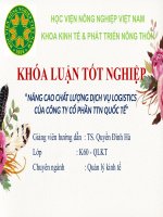 NÂNG CAO CHẤT LƯỢNG DỊCH vụ LOGISTICS của CÔNG TY cổ PHẦN TTN QUỐC tế 