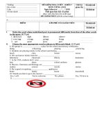 Đề kiểm tra 1 iết Anh văn 7 Học kỳ 1