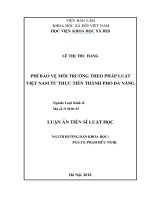 Phí bảo vệ môi trường theo pháp luật Việt Nam từ thực tiễn thành phố Đà Nẵng (LA tiến sĩ)