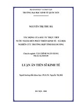Tác động của đầu tư trực tiếp nước ngoài đến phát triển kinh tế   xã hội nghiên cứu trường hợp tỉnh hải dương