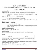 Giáo án Sinh học 7 bài 10: Đặc điểm chung và vai trò của ngành ruột khoang