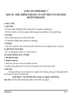 Giáo án Sinh học 7 bài 10: Đặc điểm chung và vai trò của ngành ruột khoang