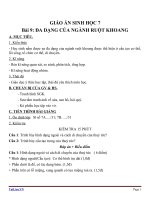 Giáo án Sinh học 7 bài 9: Đa dạng của ngành ruột khoang