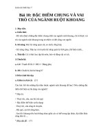 Giáo án Sinh học 7 bài 10: Đặc điểm chung và vai trò của ngành ruột khoang