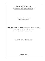 Luận văn điều kiện tối ưu điểm karush–kuhn–tucker cho bài toán tối ưu véctơ 