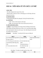 Giáo án Sinh học 7 bài 54: Tiến hóa về tổ chức cơ thể