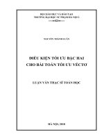 Luận văn điều kiện tối ưu bậc hai cho bài toán tối ưu véctơ 