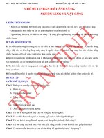 CHỦ đề 1  NHẬN BIẾT ÁNH SÁNG, NGUỒN SÁNG   vật SÁNG 