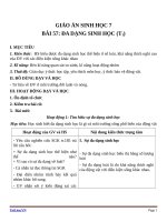 Giáo án Sinh học 7 bài 57: Đa dạng sinh học