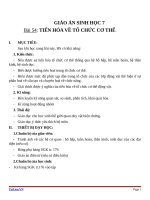 Giáo án Sinh học 7 bài 54: Tiến hóa về tổ chức cơ thể