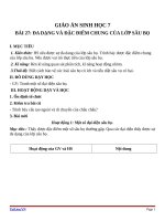 Giáo án Sinh học 7 bài 27: Đa dạng và đặc điểm chung của lớp sâu bọ