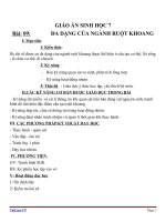 Giáo án Sinh học 7 bài 9: Đa dạng của ngành ruột khoang