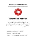 Improving the process of preparing agricultural products for export to EU market at intimex vietnam joint stock company (IVJSC) 