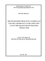 Một số giải pháp nhằm nâng cao động lực làm việc cho đội ngũ cán bộ, công chức cấp xã trên địa bàn huyện thạch hà, tỉnh hà tĩnh 